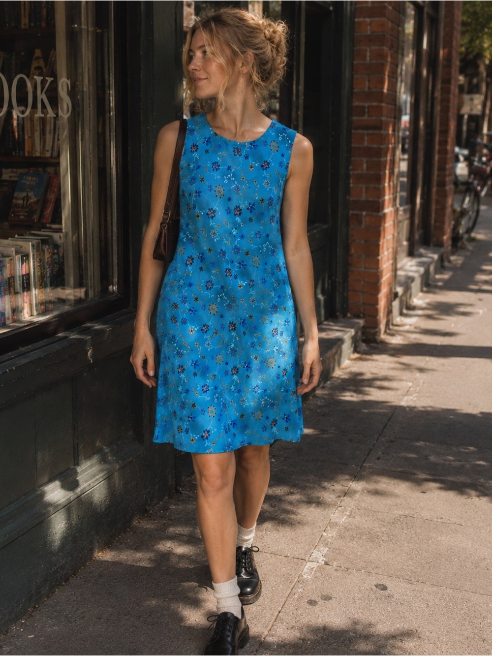 Vintage 90s Y2K Sleeveless Mini Dress Rom Com Soft Grunge Vibes Floral Medium - Picture 3 of 8